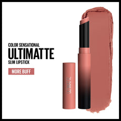 Maybelline Ultimatte on lips demonstrates lightweight, comfortable matte color.