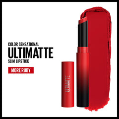 Maybelline Ultimatte slim bullet close-up showing cushiony matte texture.