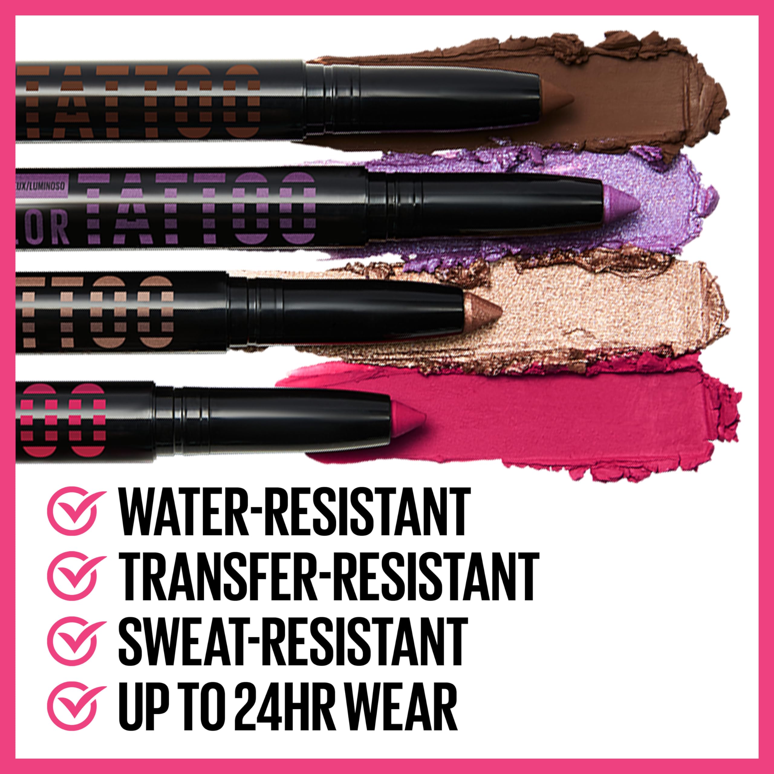 MAYBELLINE Color Tattoo Stix 24-hour wear potential on lids.
