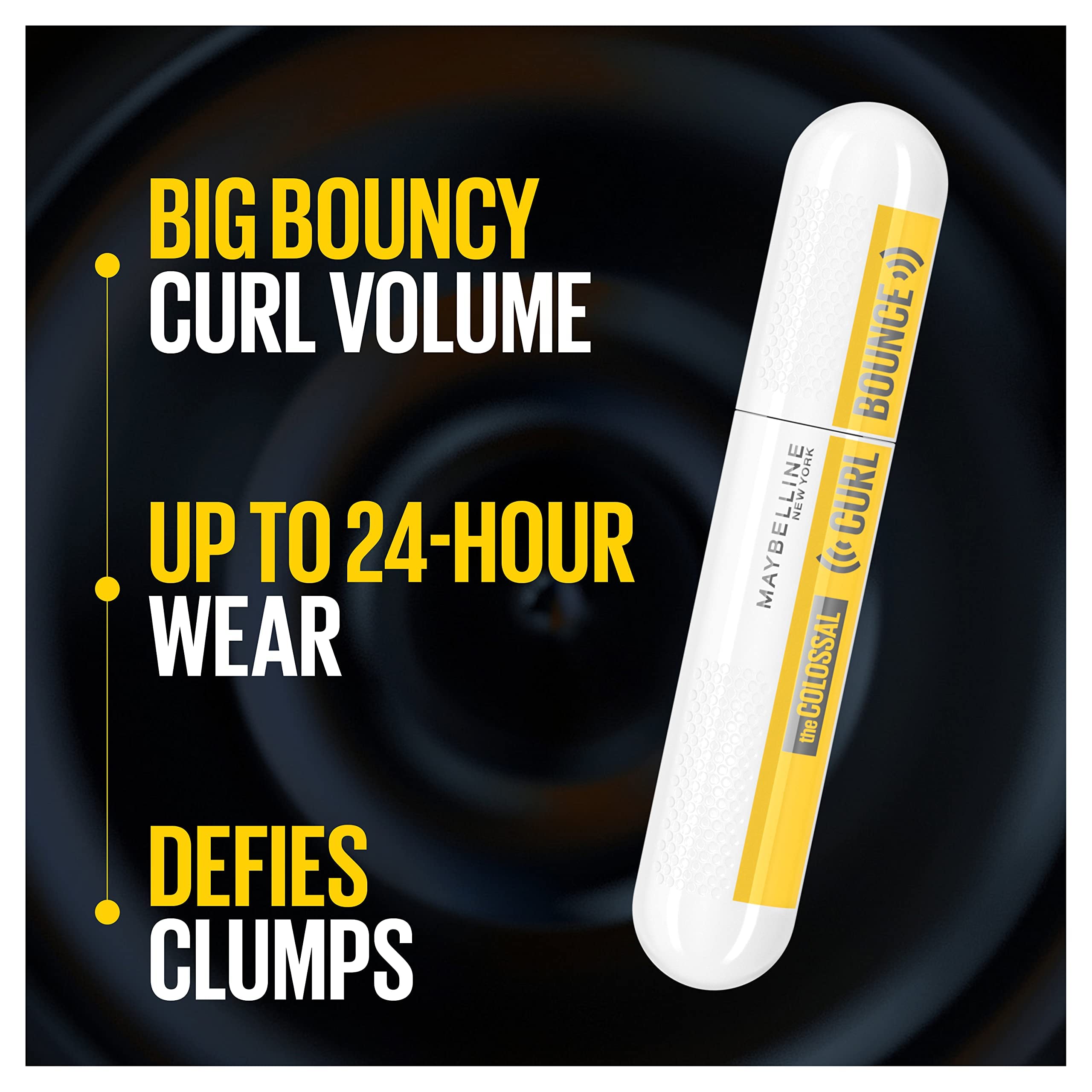 Maybelline Colossal Curl Bounce wand close-up highlights curling brush design