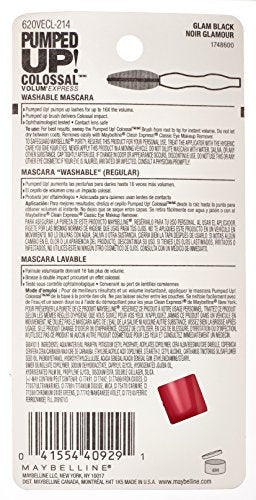 Maybelline Colossal Mascara pestañas glam en negro intenso.