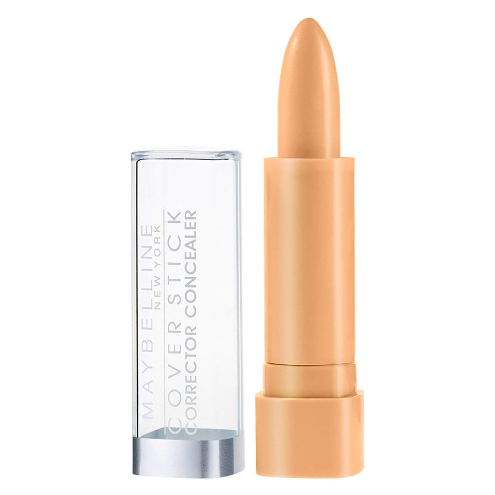 Maybelline Cover Stick Corrector medium-beige swatch blends with skin tone.