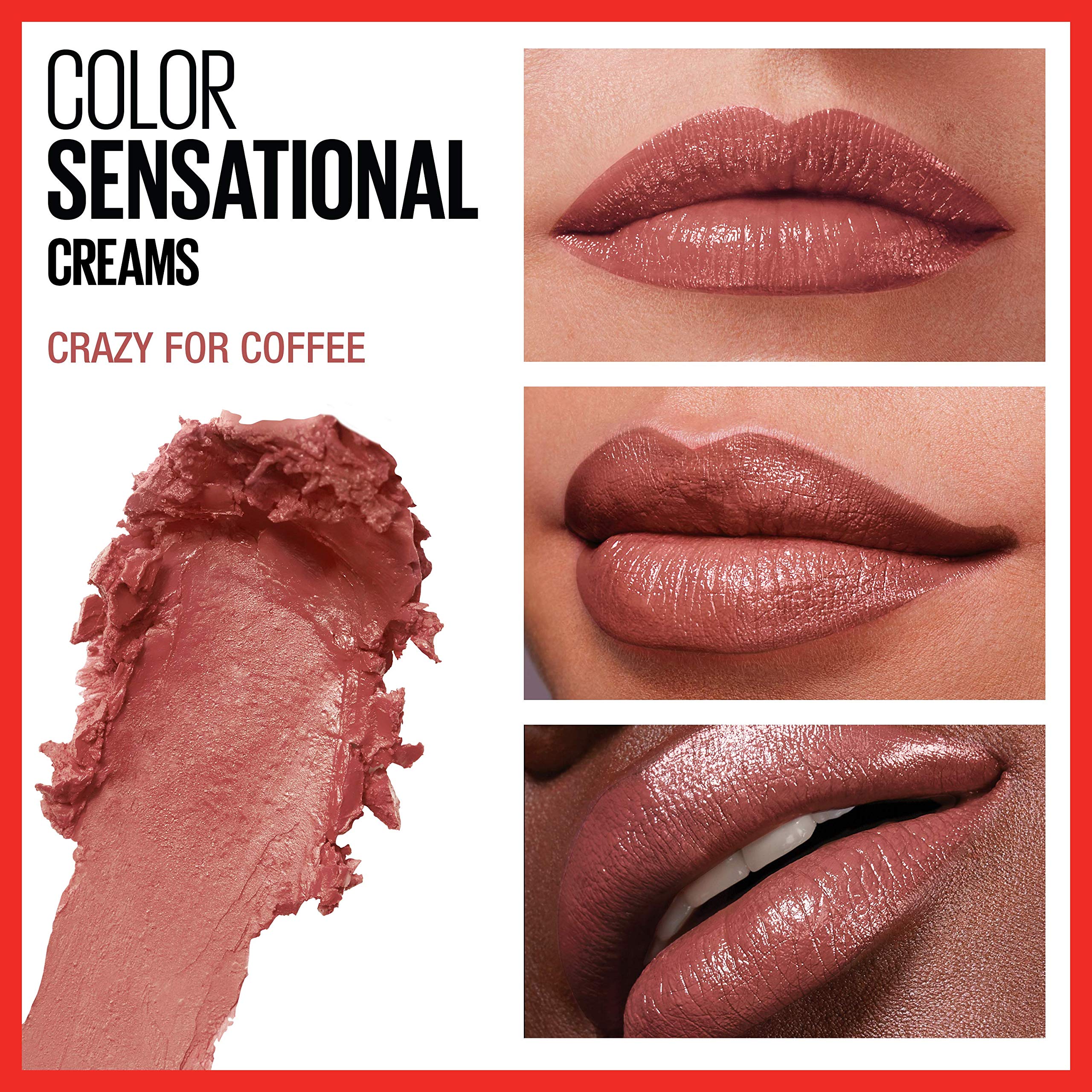 Creamy glide application of Maybelline lipstick on a lip swatch