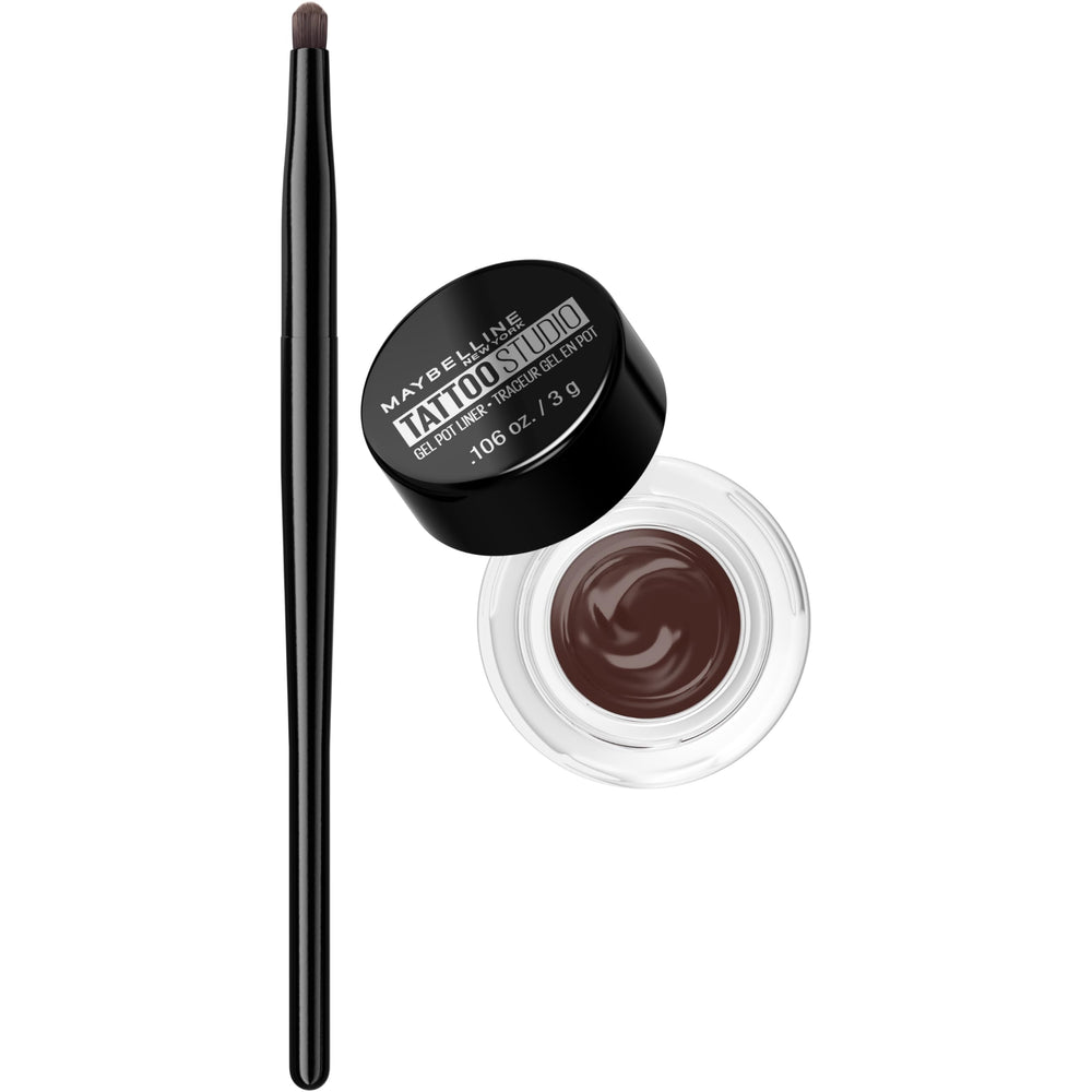 Delineador gel MAYBELLINE en envase: aplicación suave y color intenso.