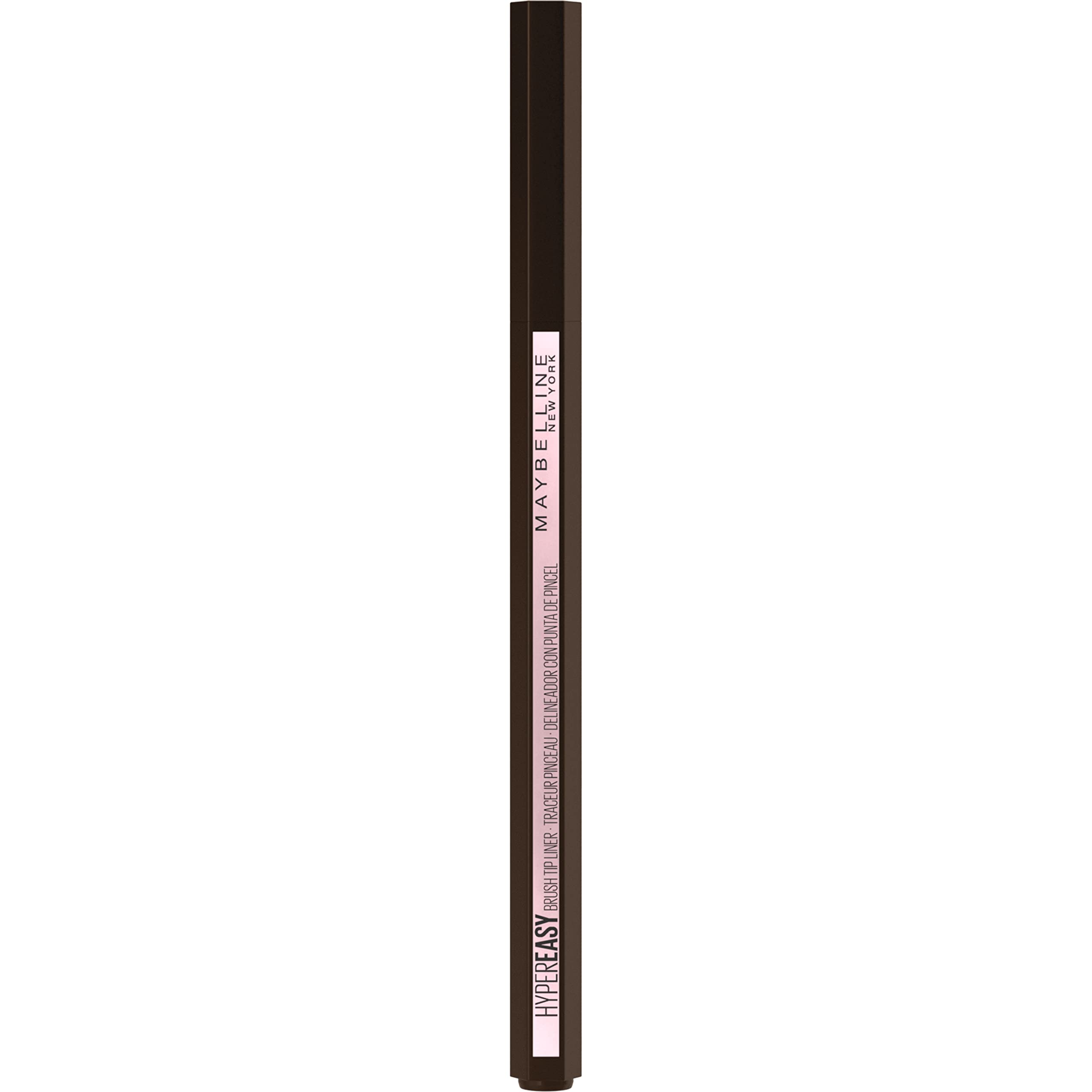Delineador líquido MAYBELLINE aplicación estable negro carbón para looks diarios.