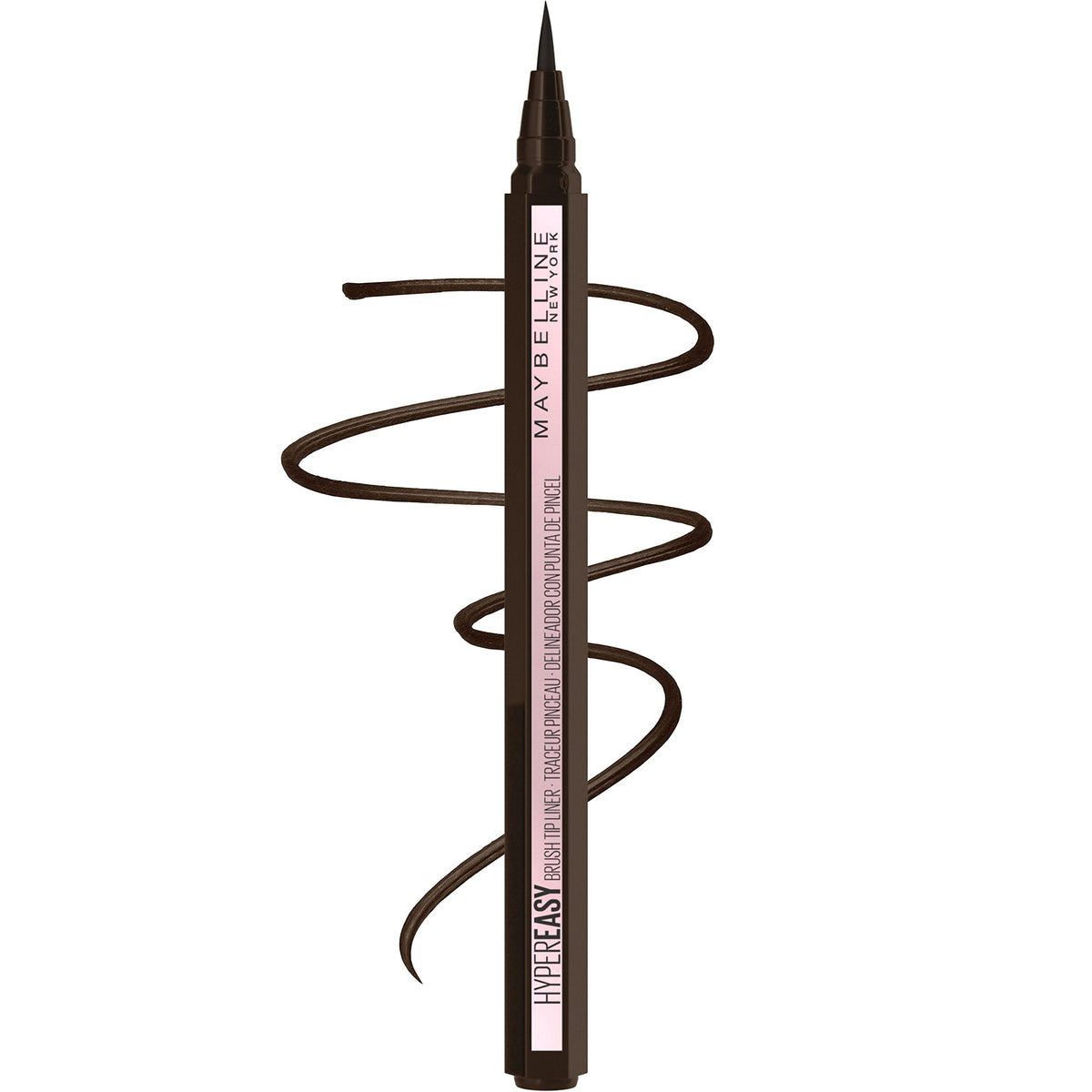 Delineador líquido MAYBELLINE negro carbón, trazo suave y duradero para todo el día.