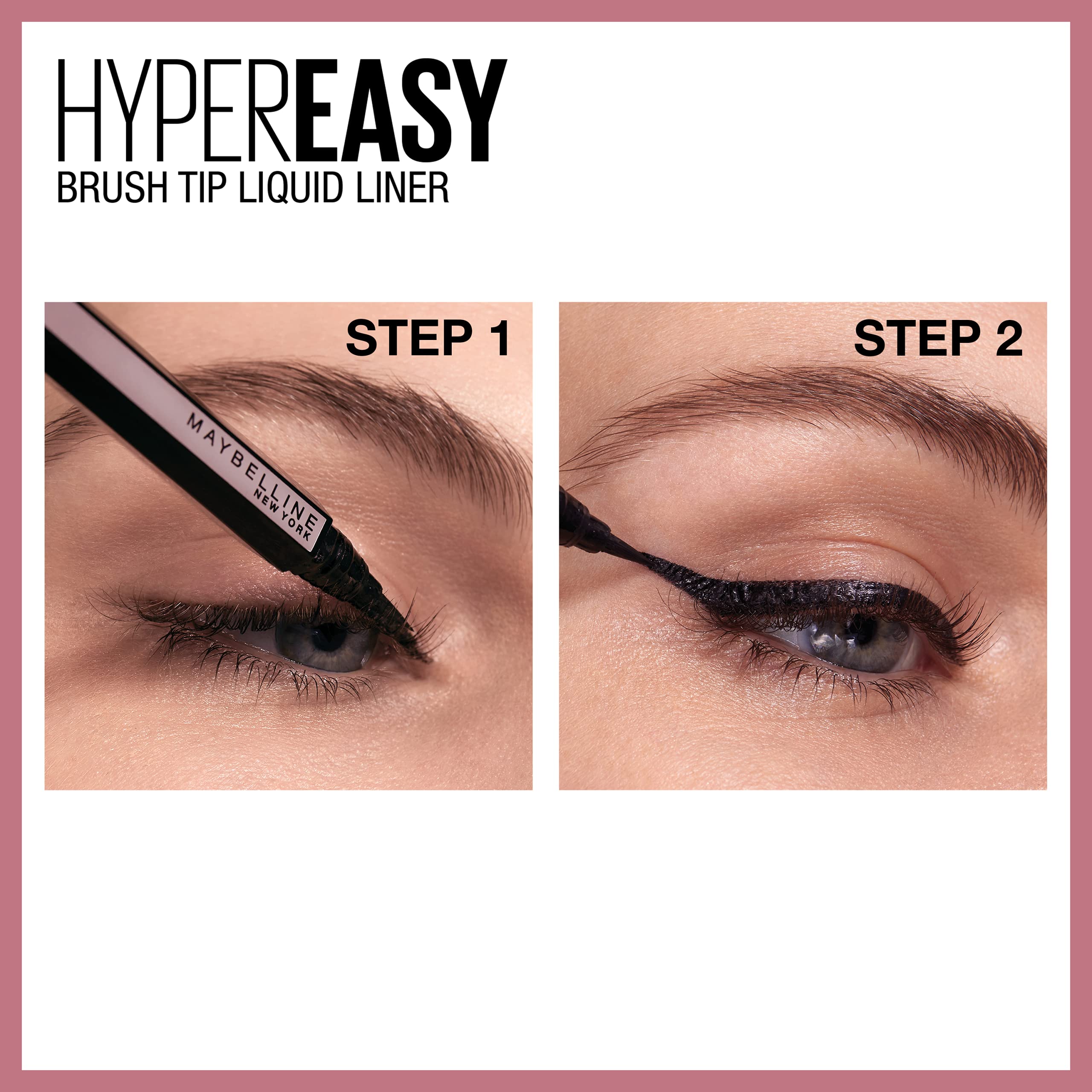 Delineador líquido MAYBELLINE resistente al agua negro carbón para 24 horas.