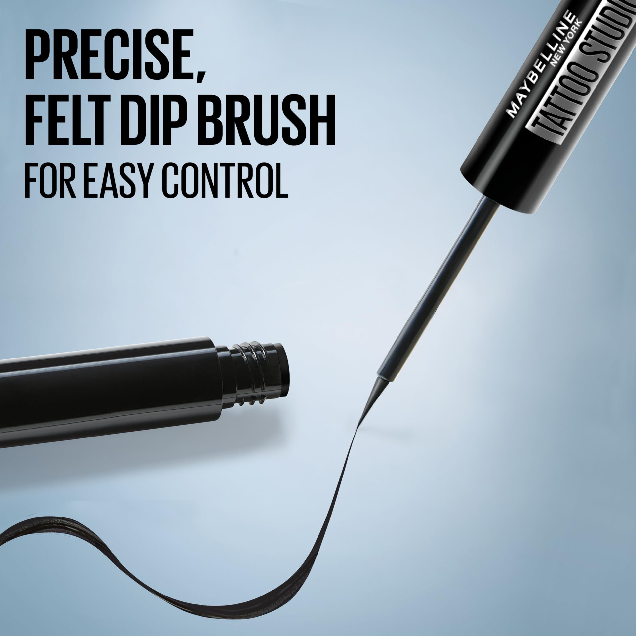 MAYBELLINE Dip-Ink Felt Dip Applicator enables clean, precise strokes.