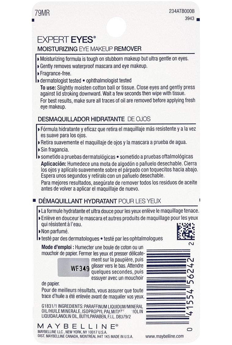Desmaquillante de ojos Maybelline: textura cremosa para desmaquillar maquillaje resistente al agua