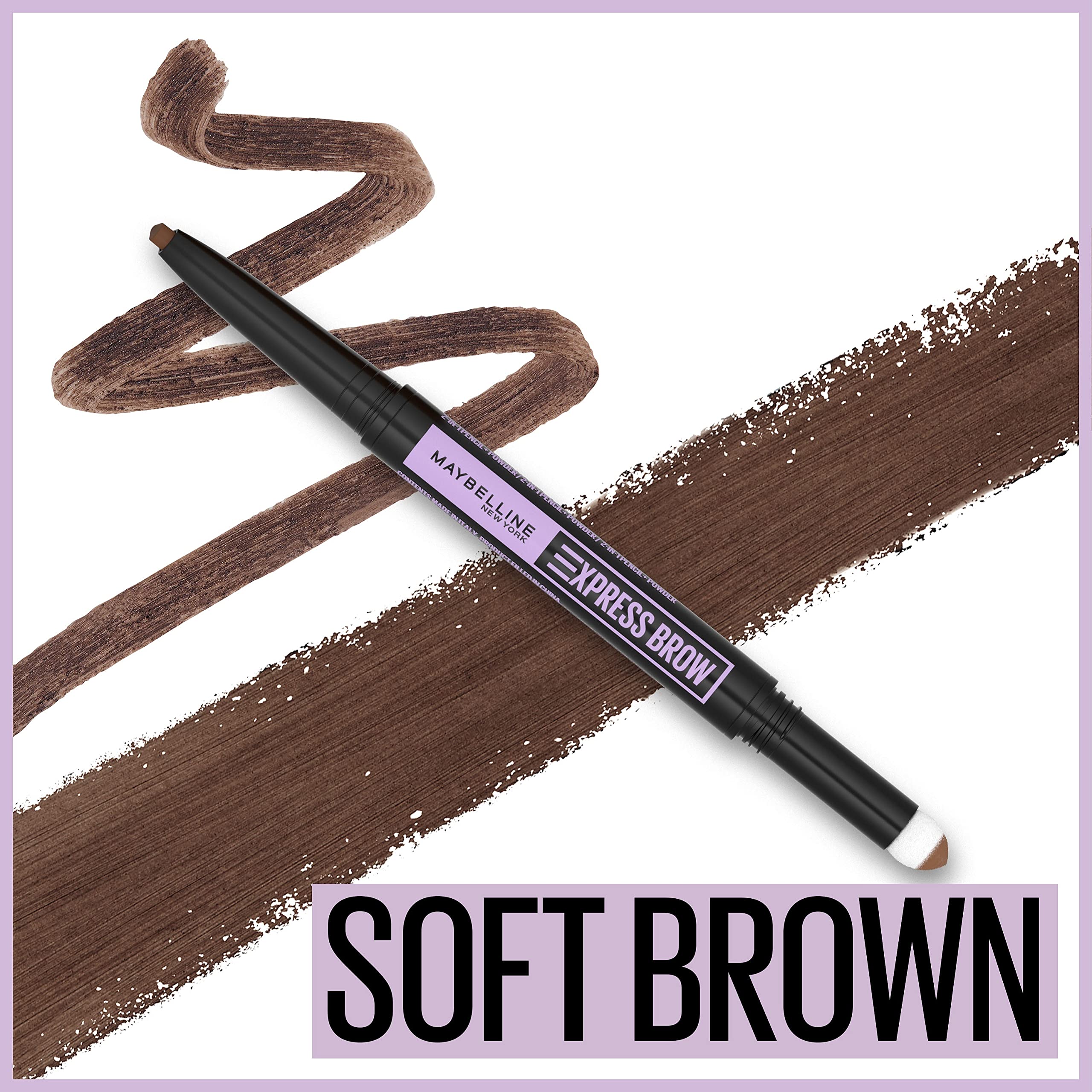 Maybelline Express Brow con esponja de polvo rellena y suaviza las cejas