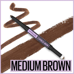 Maybelline Express Brow con esponja de polvo para rellenar y suavizar.