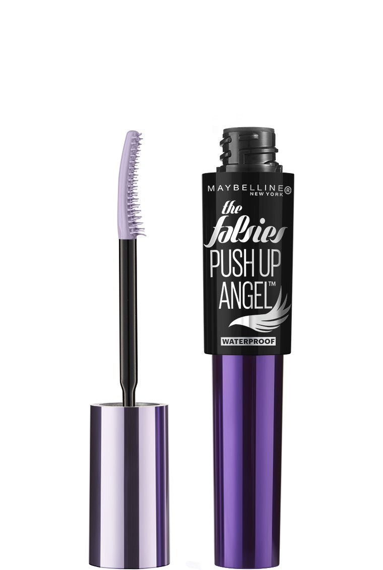 Rímel Maybelline Falsies Push Up Angel con efecto levantamiento para pestañas definidas.