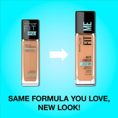 Aplicación con dedos de Maybelline Fit Me, base ligera para cobertura media.