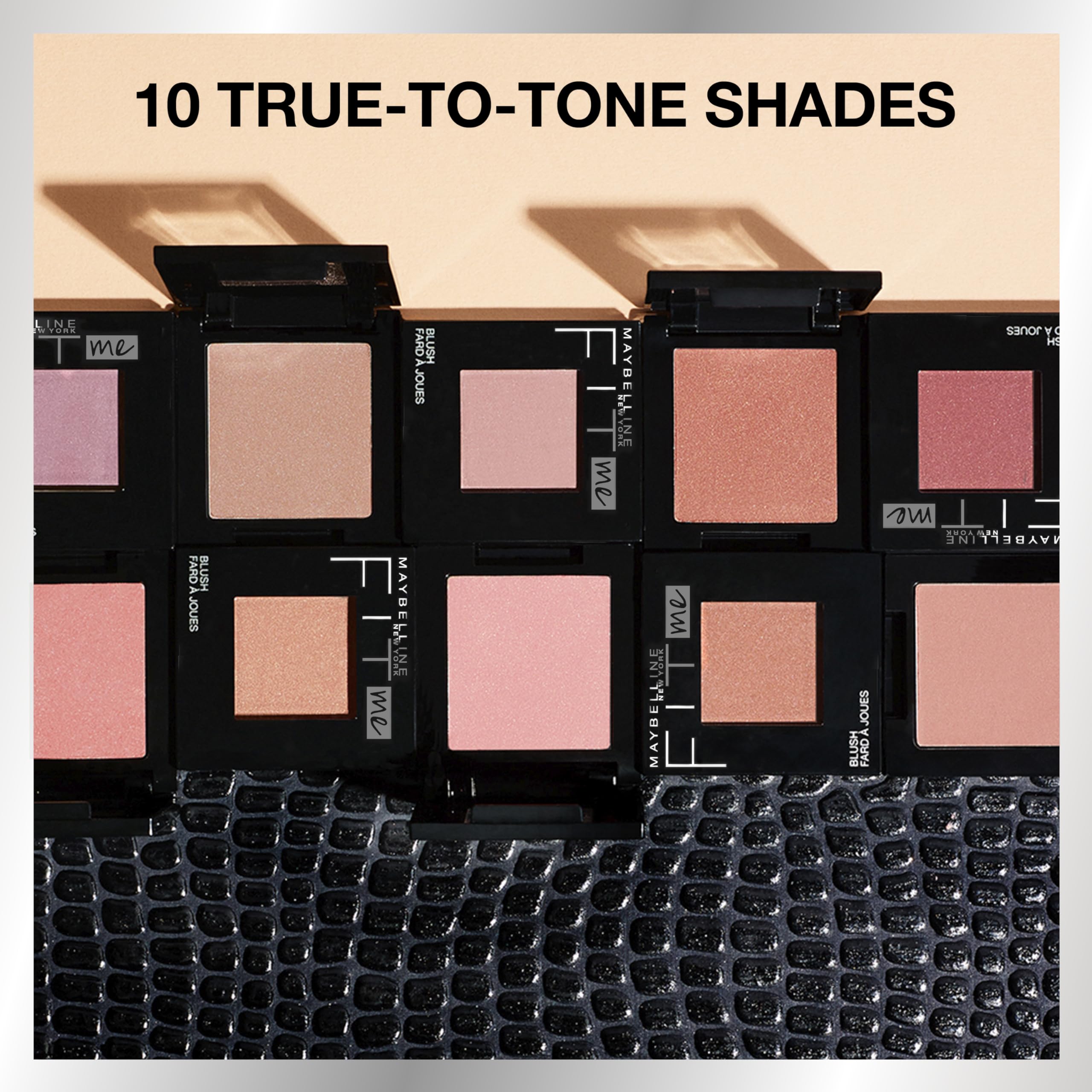 Maybelline Fit Me Blush Peach shade close-up highlighting a radiant complexion.
