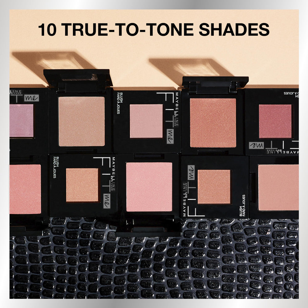 Maybelline Fit Me Blush Plum packaging highlights sleek design.