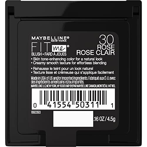 Maybelline Fit Me Blush Rose on cheek displays gentle, buildable flush