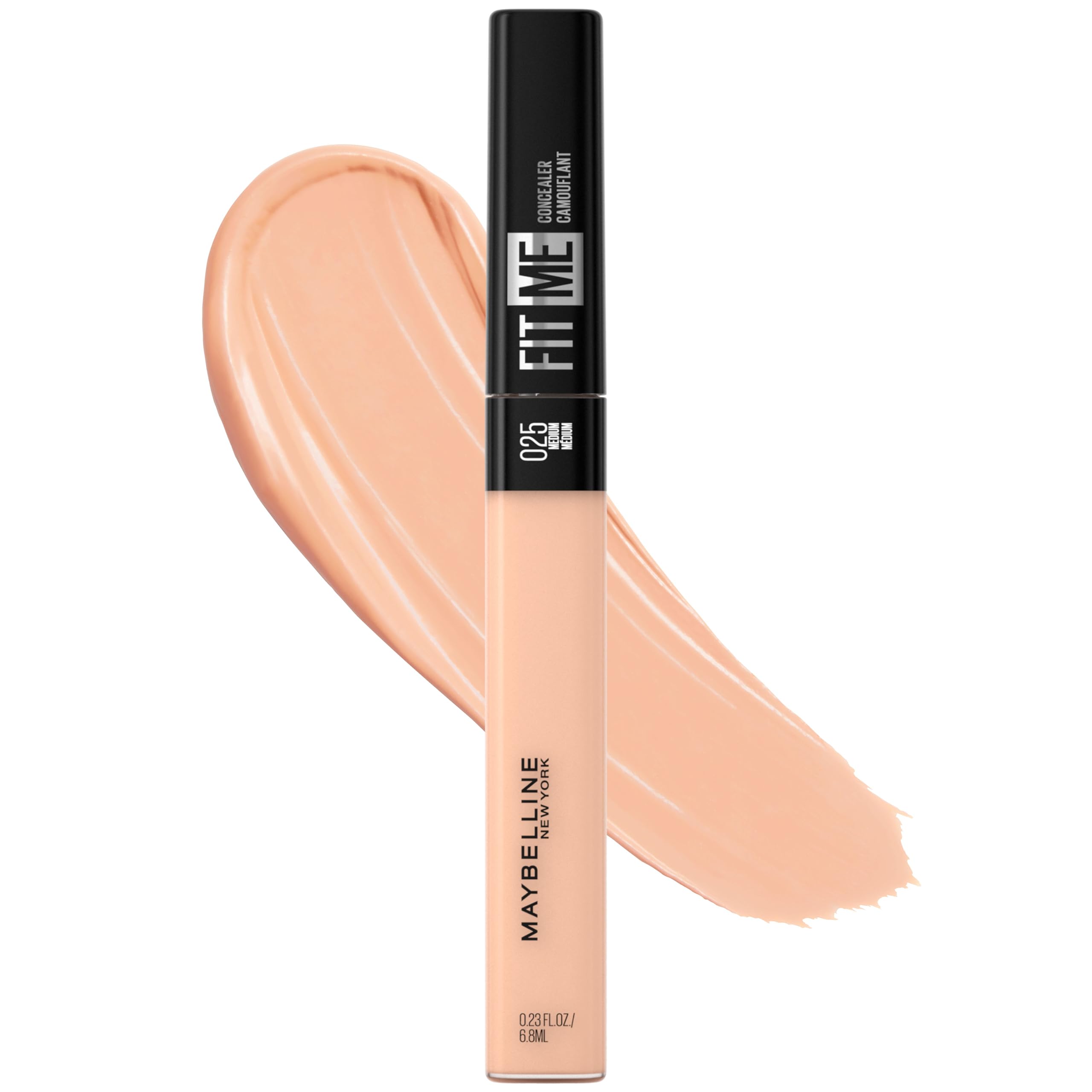 Maybelline Fit Me concealer bottle close-up showing oil-free natural coverage.