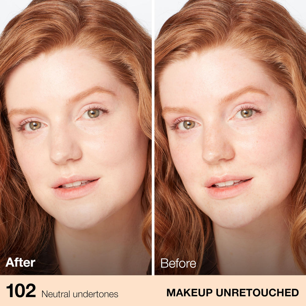 Maybelline Fit Me application close-up demonstrates smooth texture for natural-looking skin.