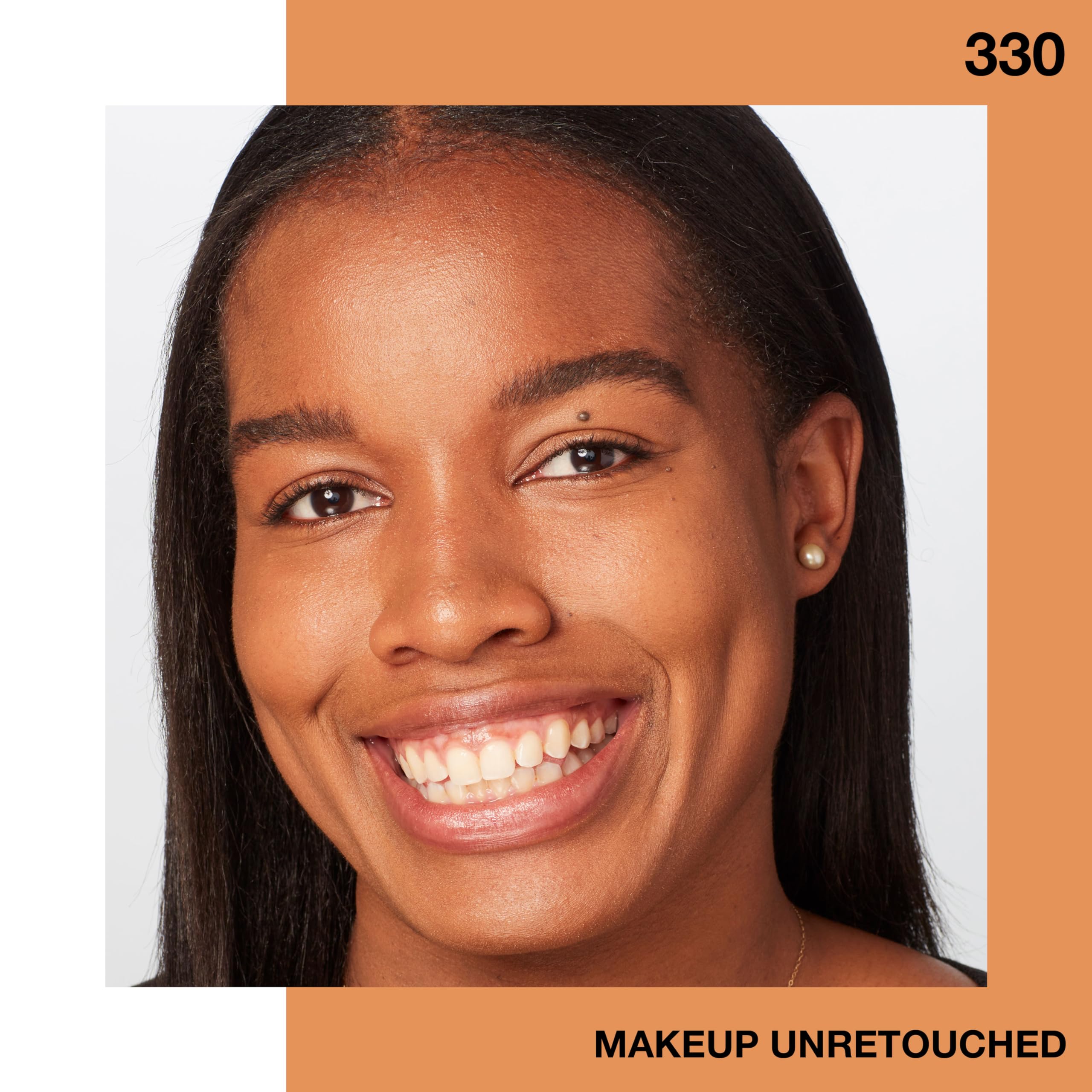 Close-up shows Maybelline Fit Me texture smoothing on the skin.