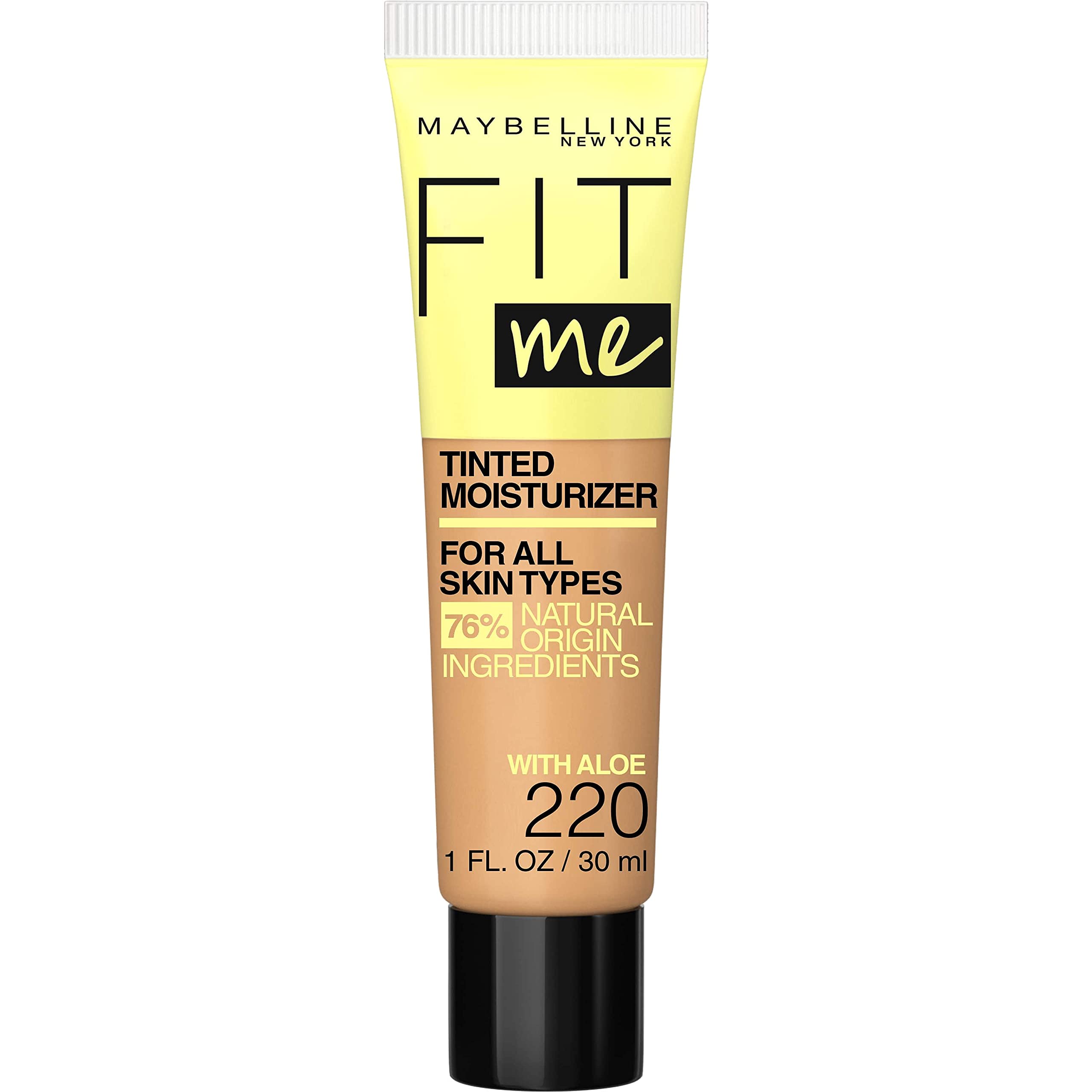 Maybelline Fit Me hidratante-tinte tono-220 aplica suavemente para un look natural.