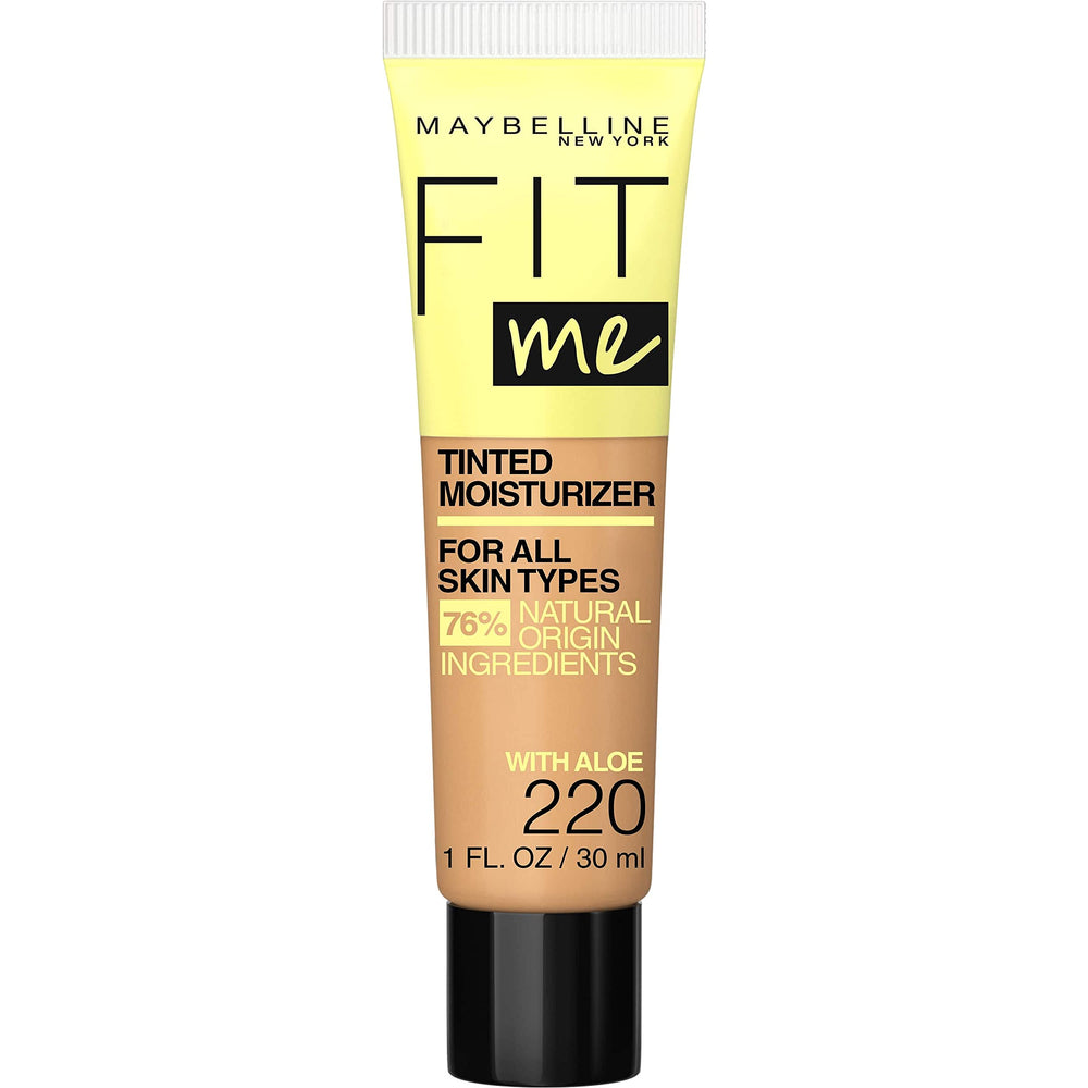 Maybelline Fit Me hidratante-tinte tono-220 aplica suavemente para un look natural.