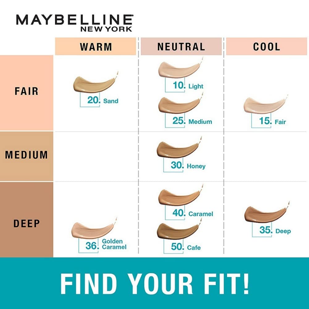 Maybelline Fit Me packaging varies with shade options.