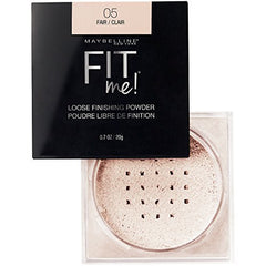 Maybelline Fit Me Loose Powder shade range display highlights inclusive tone options.