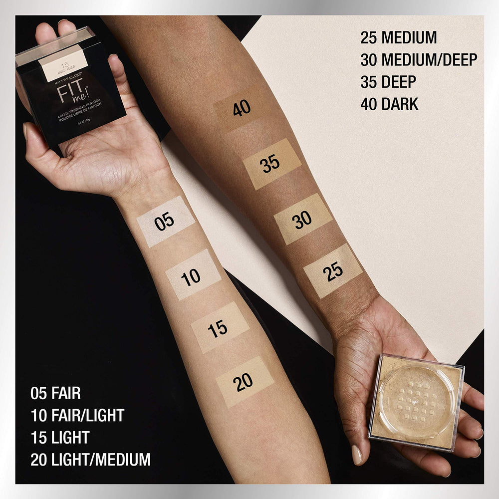 Maybelline Fit Me Loose Powder travel compact for on the go touch ups.