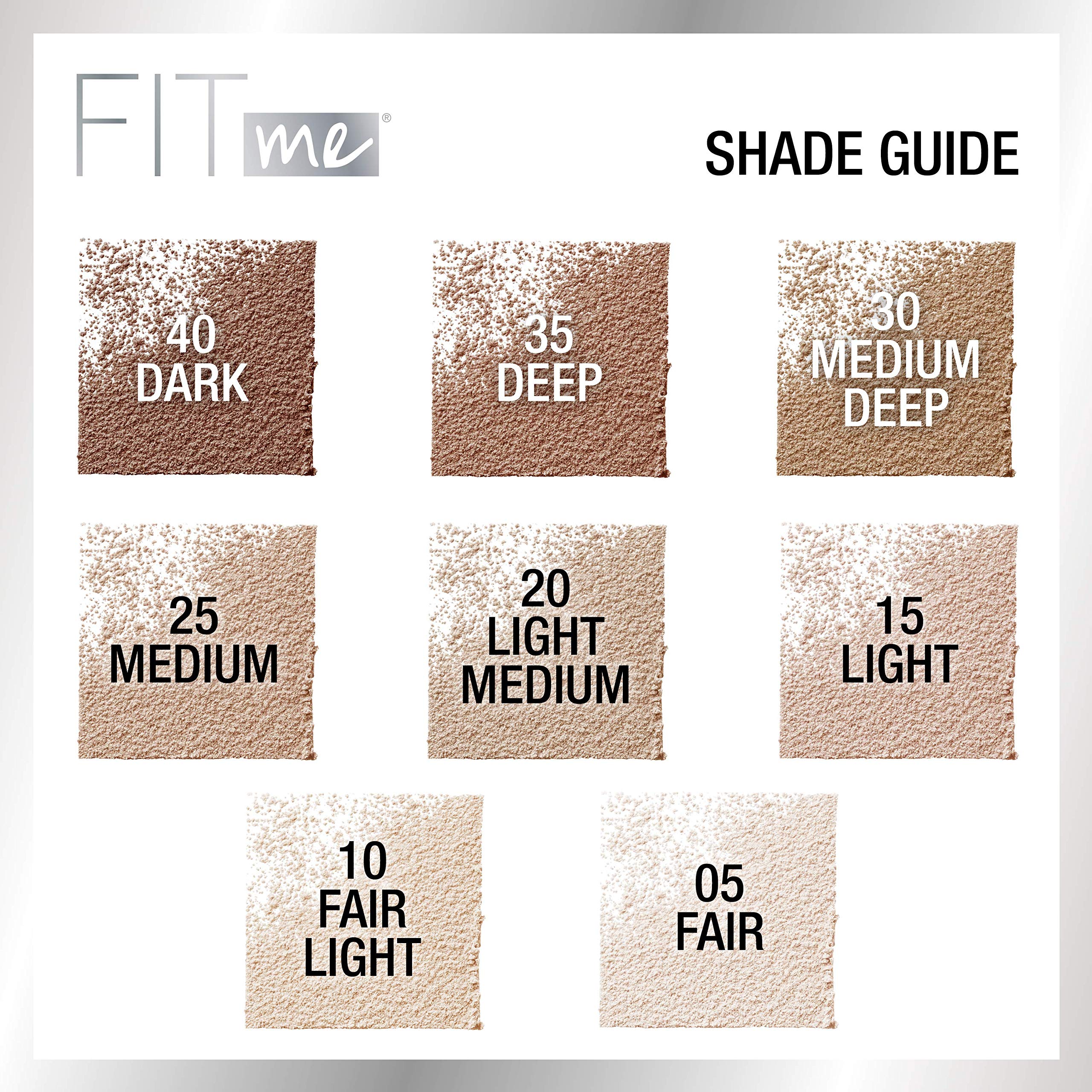 Maybelline Fit Me Loose Setting Powder Dark placed among shade range illustrating versatility for complexions.