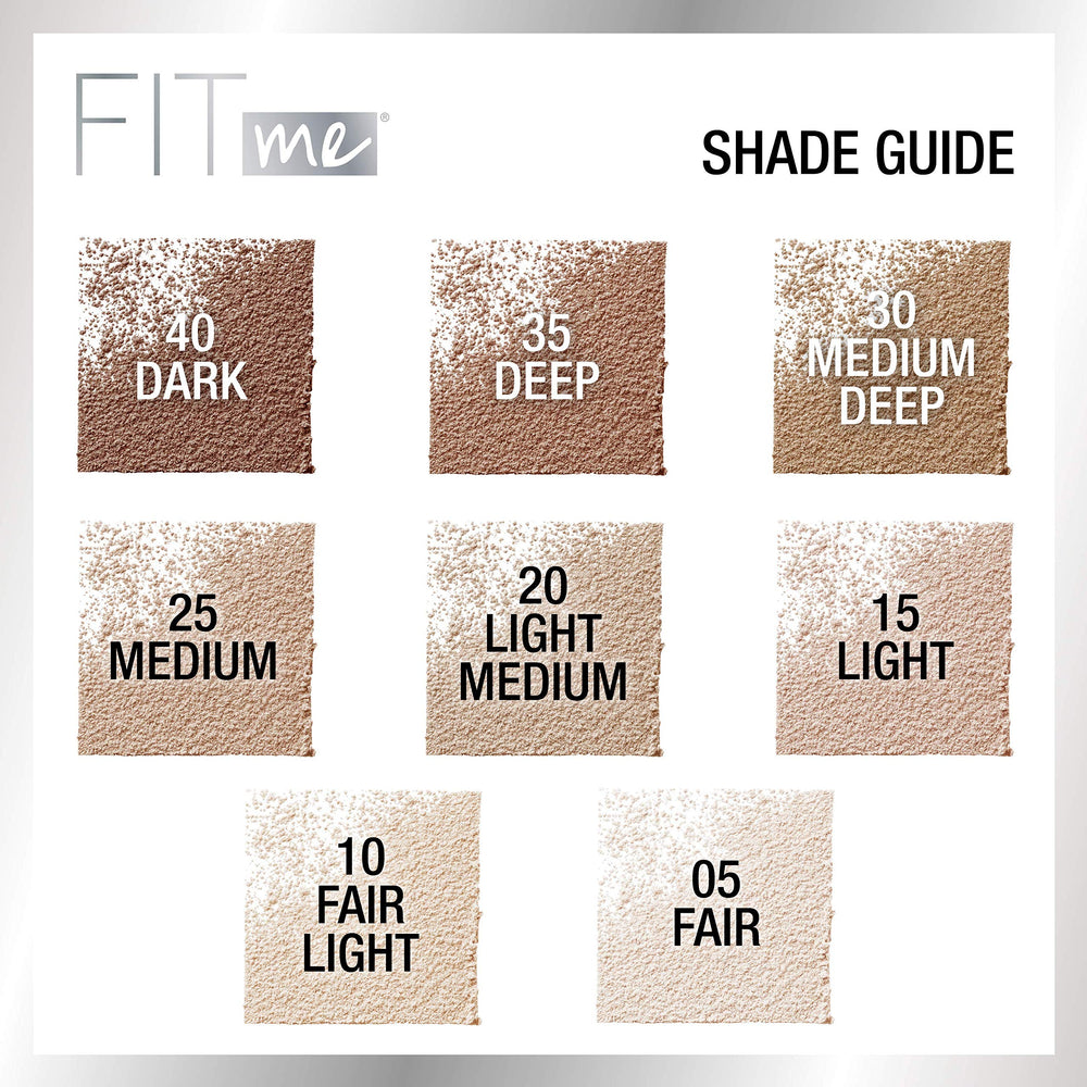 Maybelline Fit Me Loose Setting Powder Dark placed among shade range illustrating versatility for complexions.