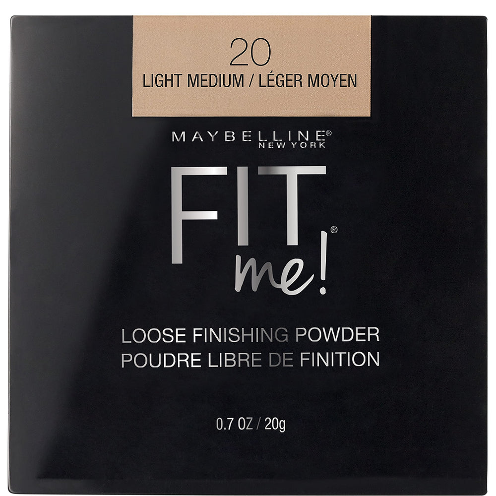 Maybelline Fit Me loose powder jar closeup showing natural finish and shine control.