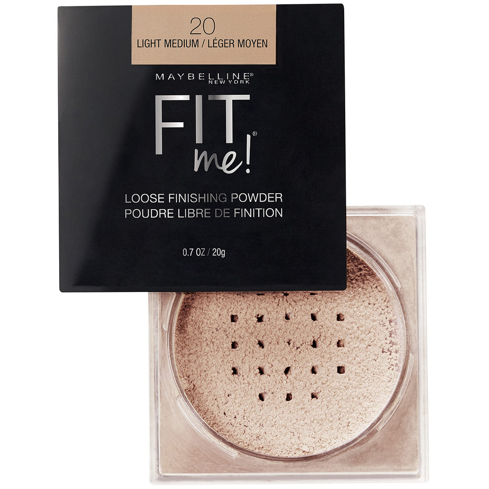 Maybelline Fit Me loose powder on-face finish helps set makeup with a natural glow.