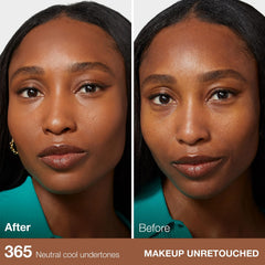 Close-up of skin texture with Maybelline Fit Me Matte and Poreless showing refined pores.