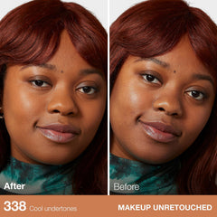 Maybelline Fit Me Matte + Poreless closeup texture highlights pore refinement and shine control
