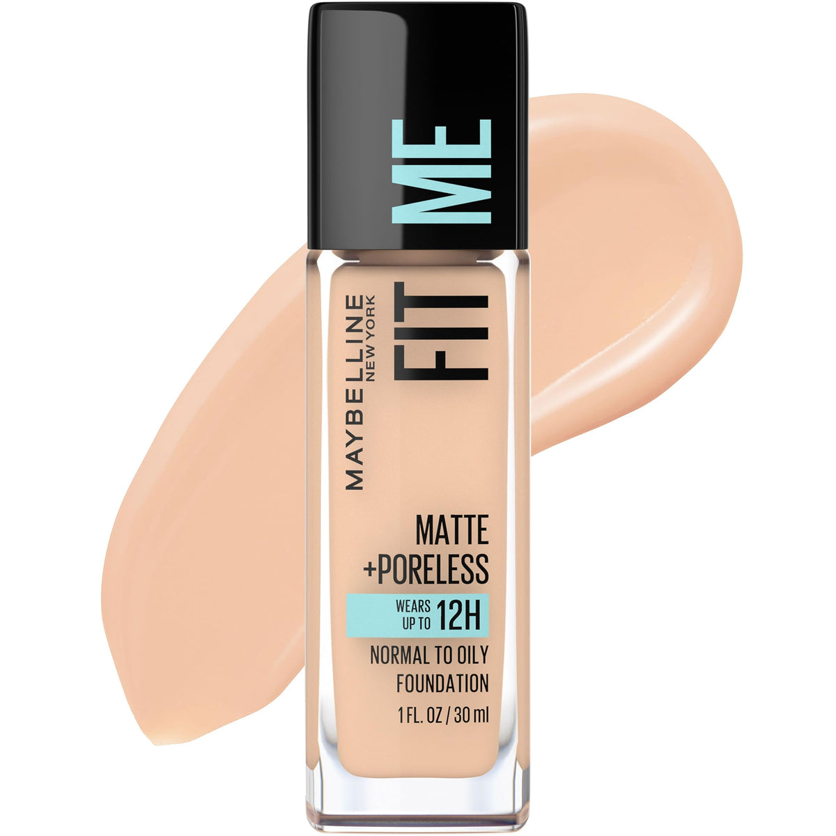 Maybelline Fit Me Matte Poreless foundation bottle in Creamy Beige with oil-control finish