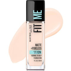 Maybelline Fit Me Matte + Poreless porcelain bottle shows oil-free foundation for natural finish