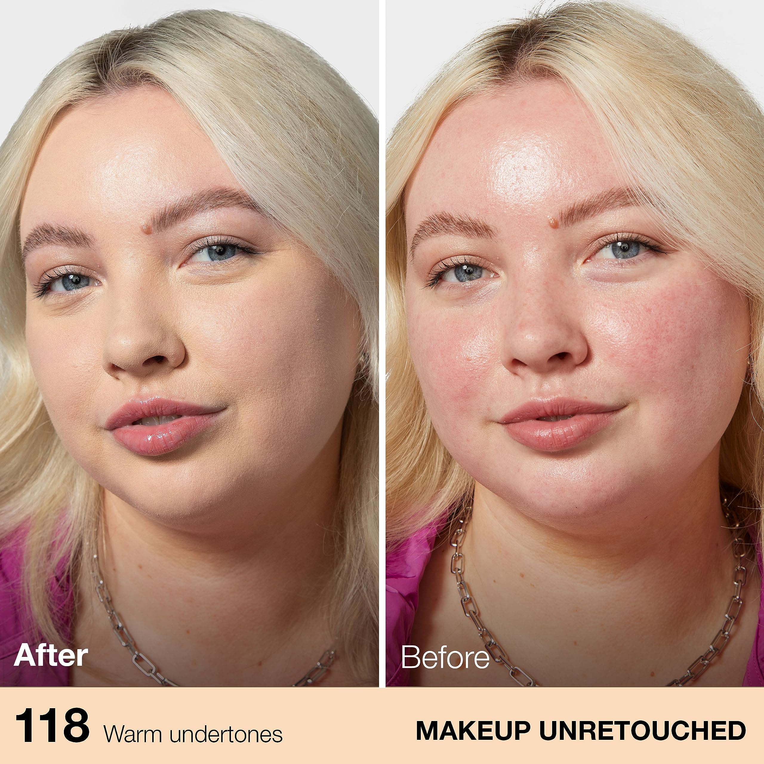Shade range display for Maybelline Fit Me foundation suits many undertones for natural looks
