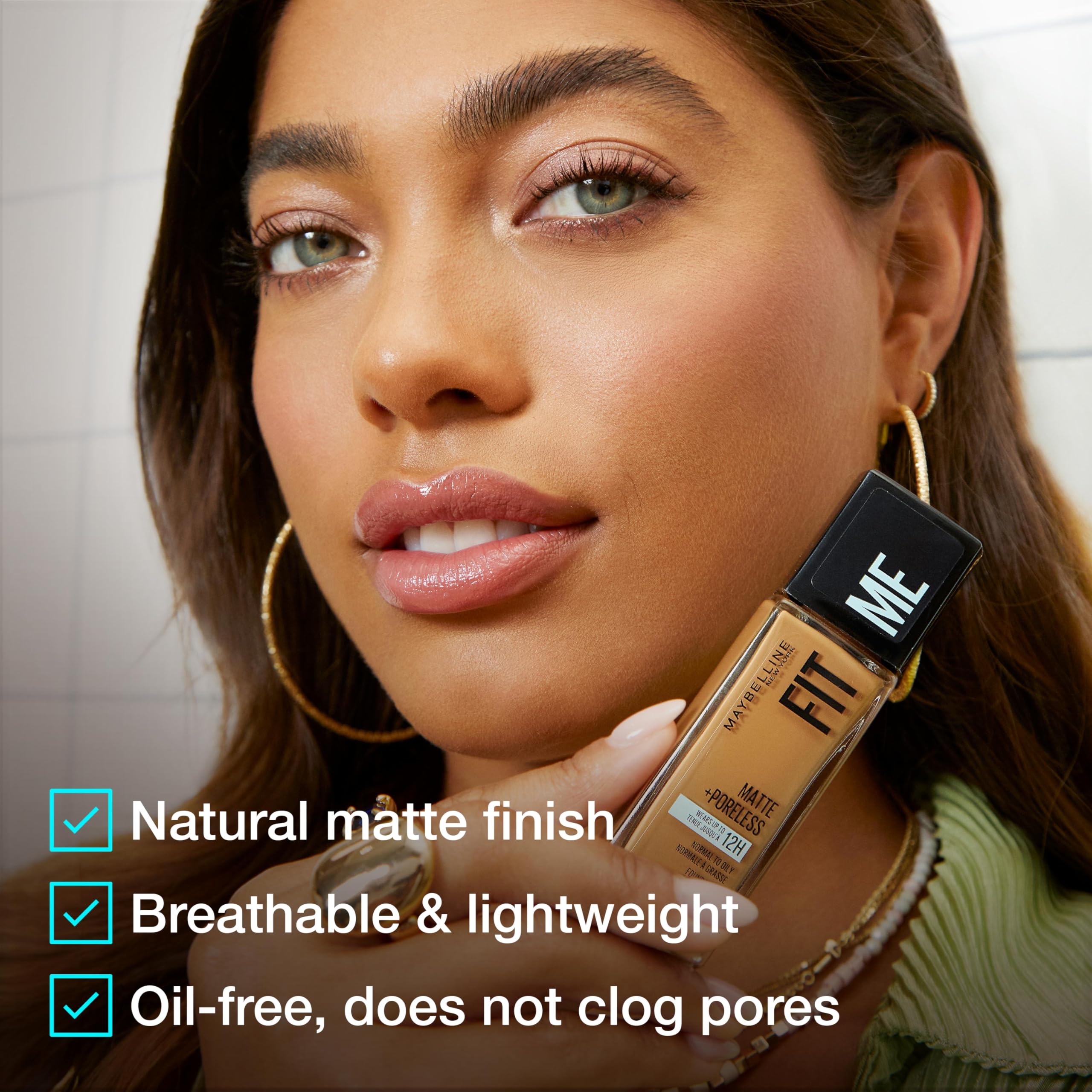 Maybelline Fit Me pores refined close-up showing smoother skin texture