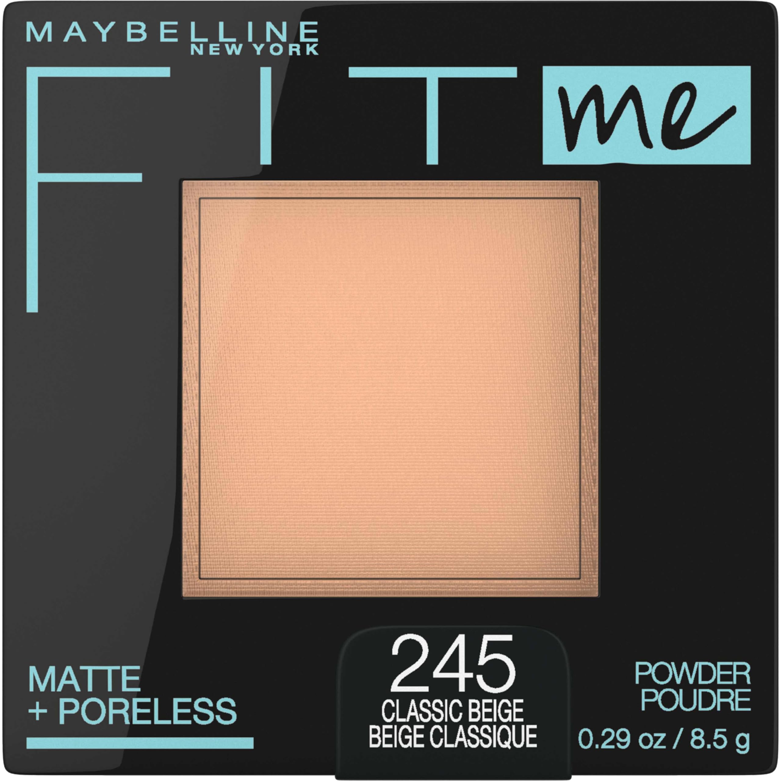 Maybelline Fit Me Polvo mate sin poros compacto: acabado natural y control de brillo.