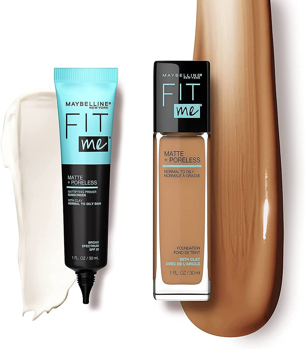 Maybelline Fit Me primer with SPF 20 for daily use.