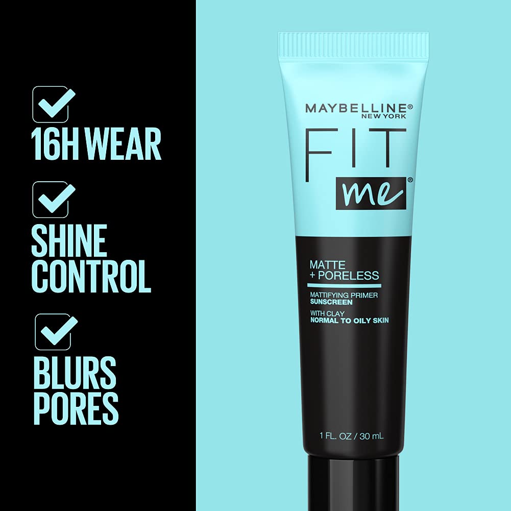 Maybelline Fit Me primer texture close-up shows smooth, pore-blurring formula.