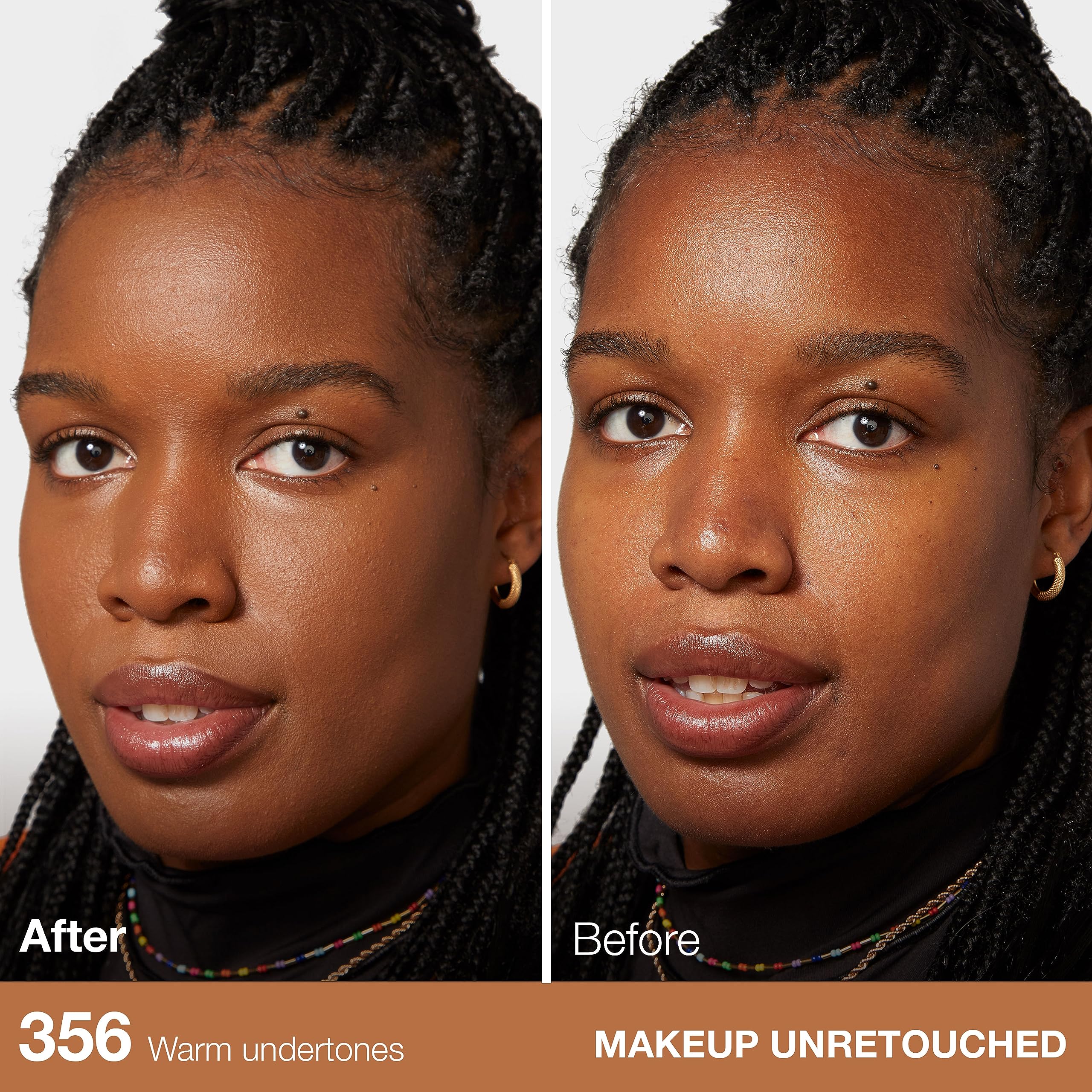 Maybelline Fit Me shade range display highlights 40 shades for skin tone variety.