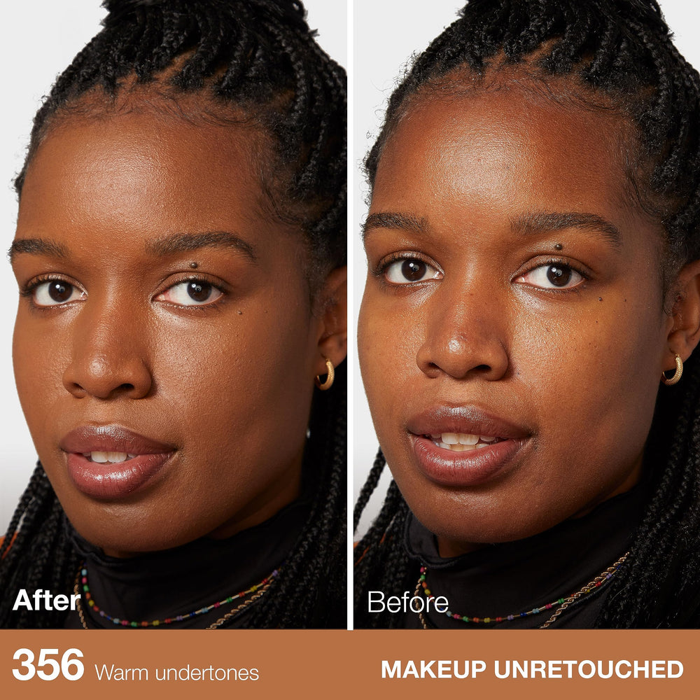 Maybelline Fit Me shade range display highlights 40 shades for skin tone variety.