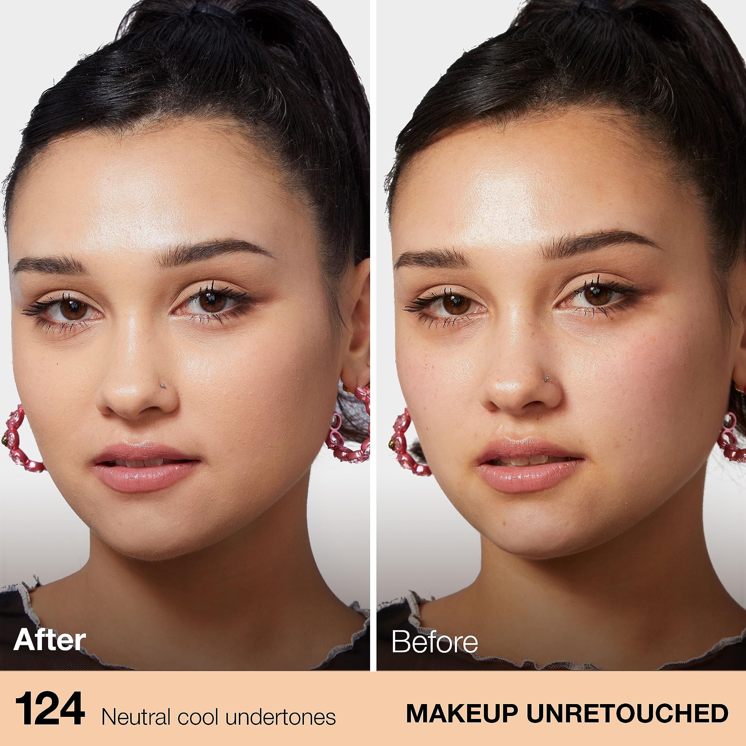 Maybelline Fit Me texture closeup highlights pore-refining, smooth skin appearance.