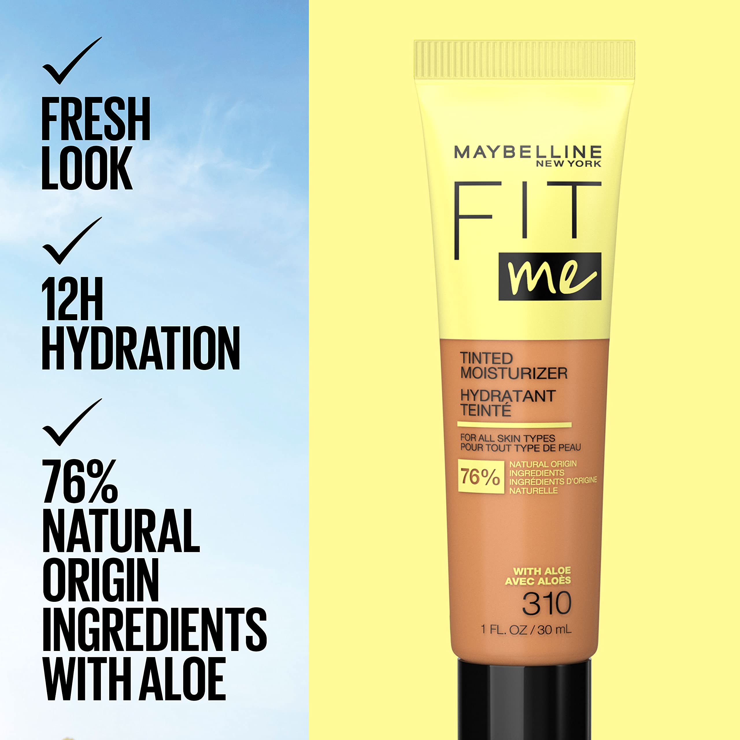 Maybelline Fit Me: hidratación 12h para piel cómoda.