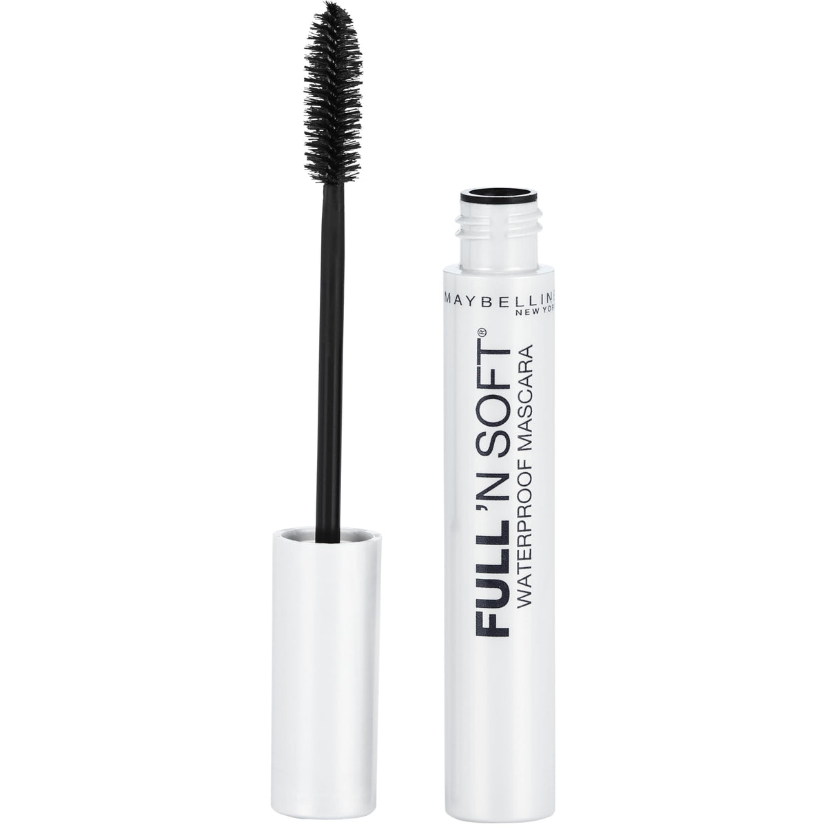 Maybelline Full 'N Soft Waterproof Mascara, cepillo detalle para aplicación suave en pestañas