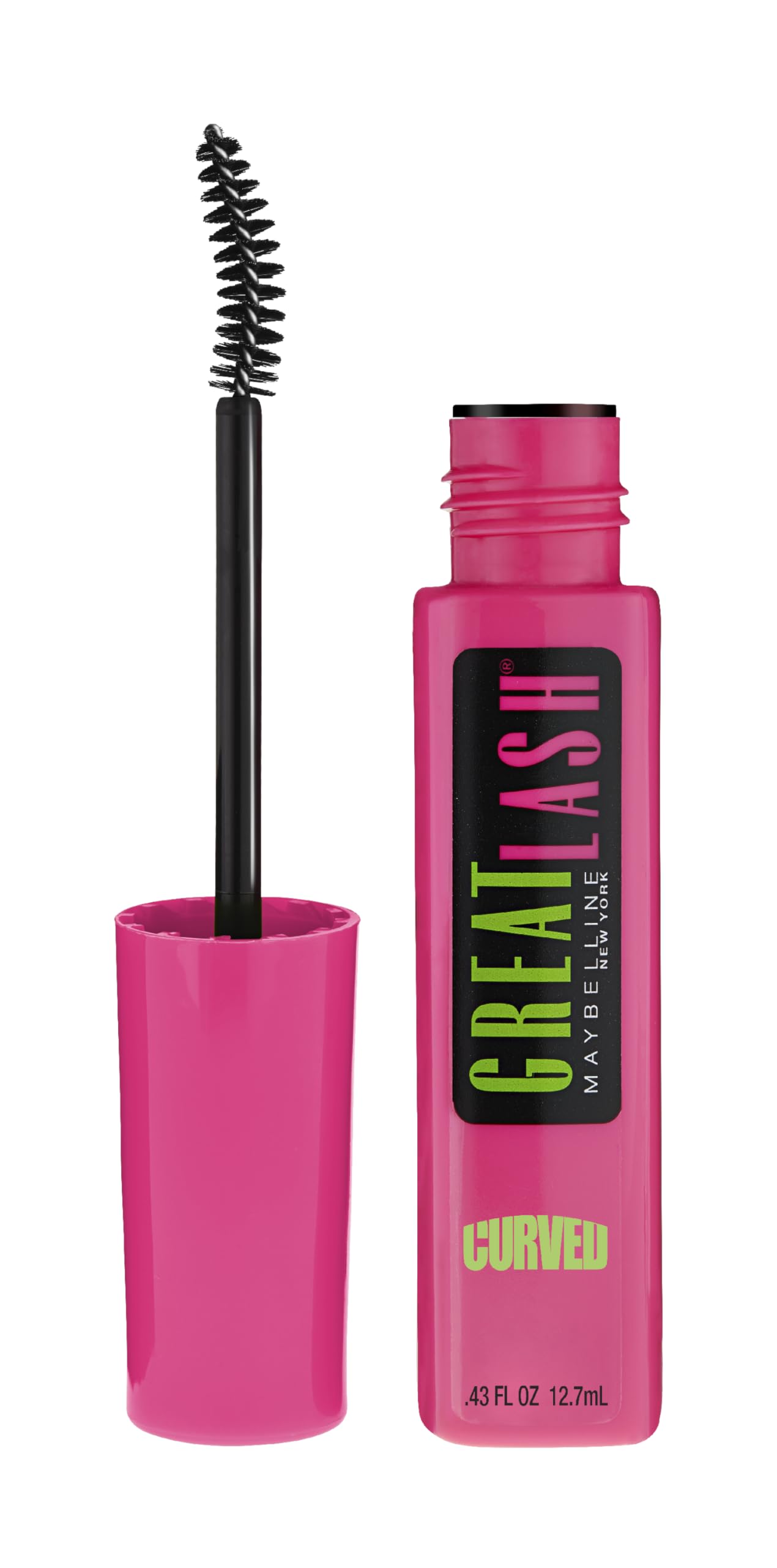 MAYBELLINE Great Lash con brocha curva para volumen y definición de pestañas