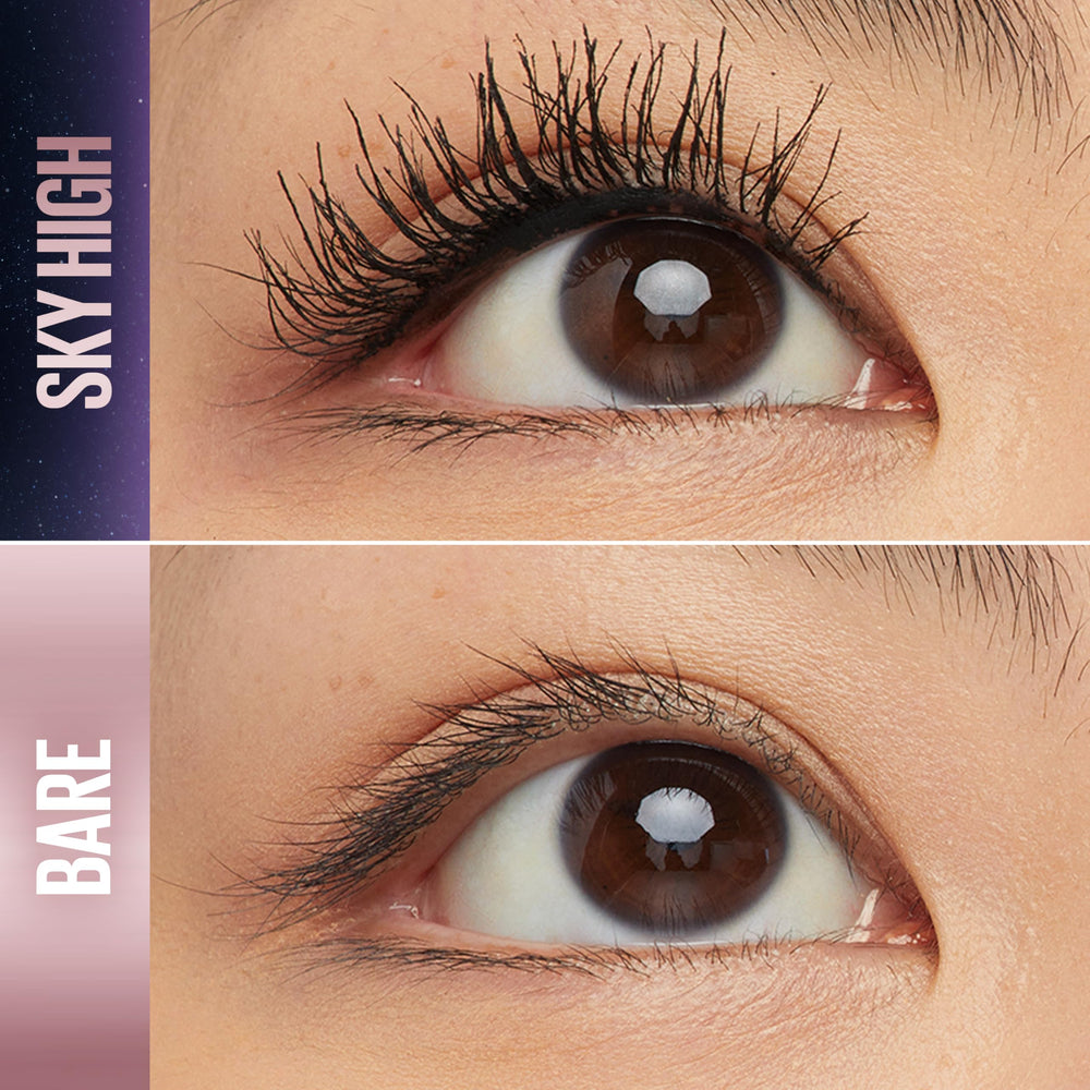 Maybelline Lash Sensational Sky High, aplicador Flex Tower en acción para volumen.