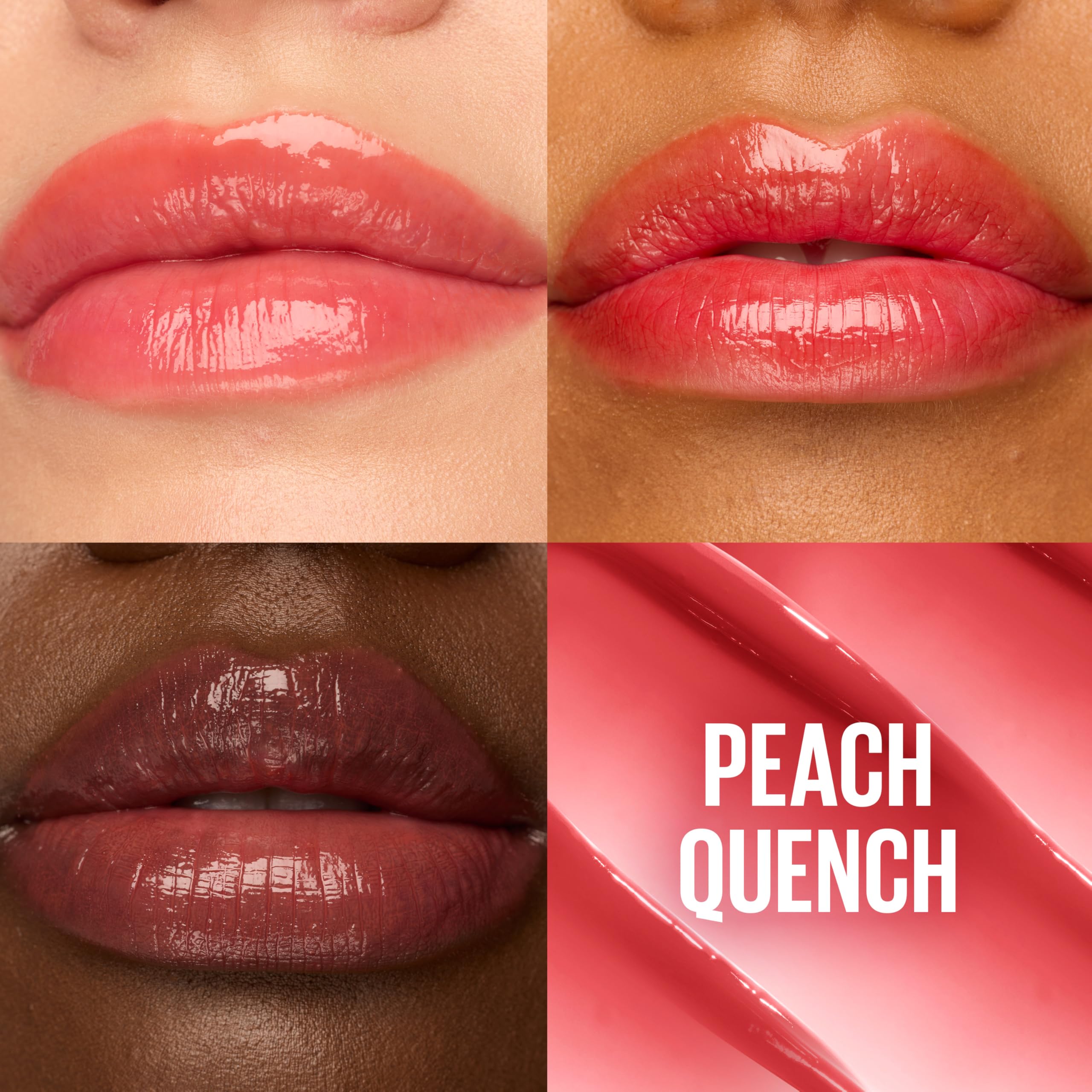 Maybelline Lifter Glaze Balm with sheer peach glaze on lips