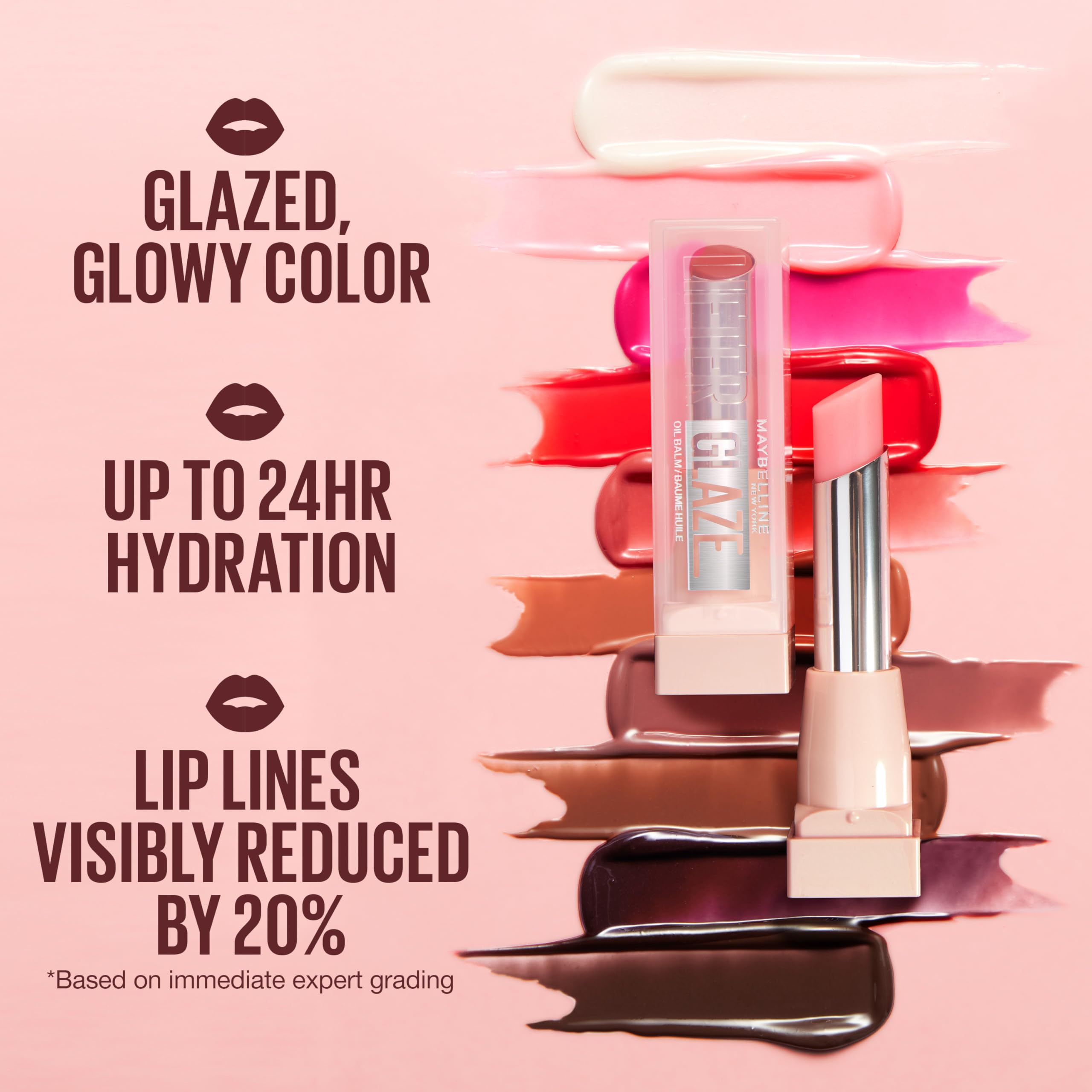 Close-up of Maybelline Lifter Glaze showing glazed, smooth lip finish